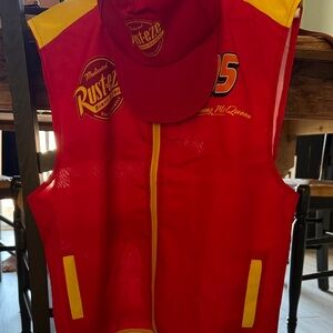 Disney Red and Yellow Lightning McQueen Vest with Cap
